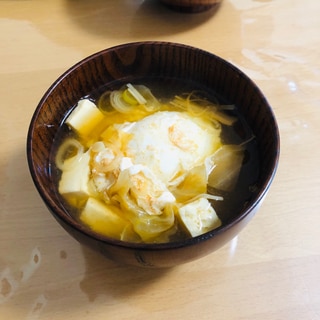 プチッと鍋キムチで！落とし卵のキムチスープ☆
